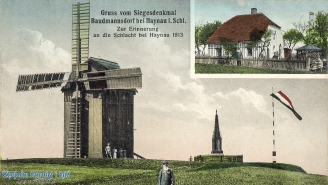 Gruss v. Siegesdenkmal Baudmannsdorf bei Haynau i. Schlesien - 1915 versendet