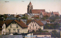 Chojnów 1909 - widok ogólny i Kościół św. Piotra i Pawła